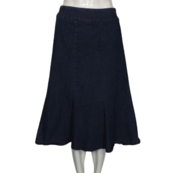Westbound Dresses & Skirts - WESTBOUND Denim Skirt, 12, Pull on, Midi, Stretch, A-line, Dark wash